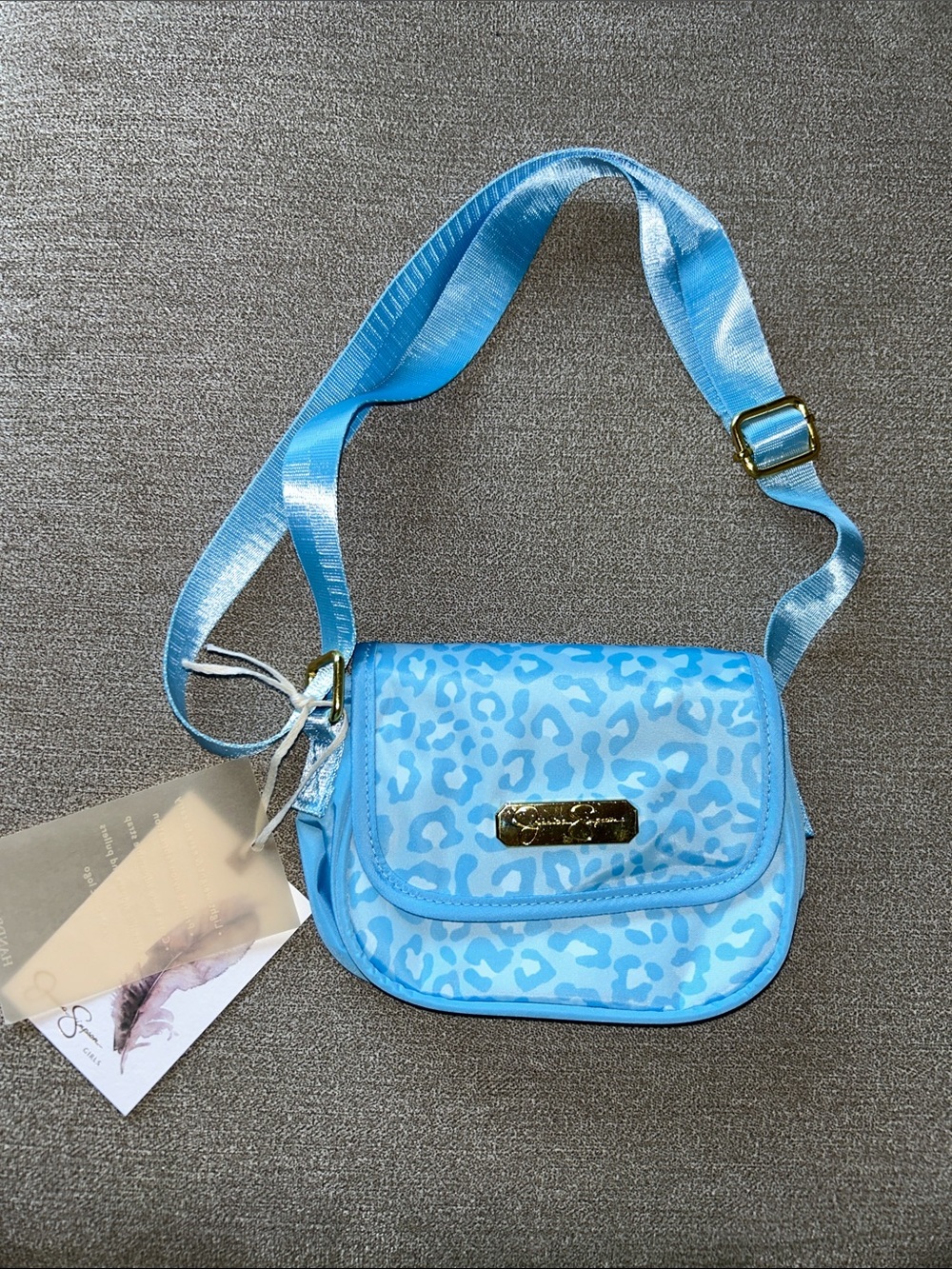 Jessica Simpson Blue Leopard Print Girls Crossbody Bag